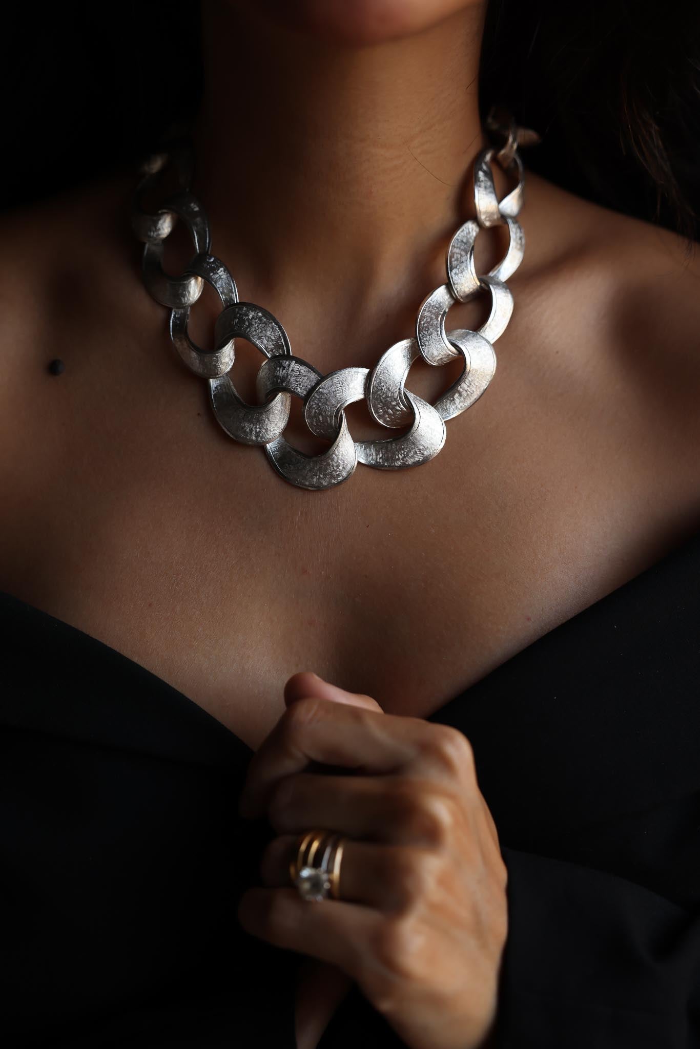 Silver Link Chain Necklace|Vintage Baazaar 