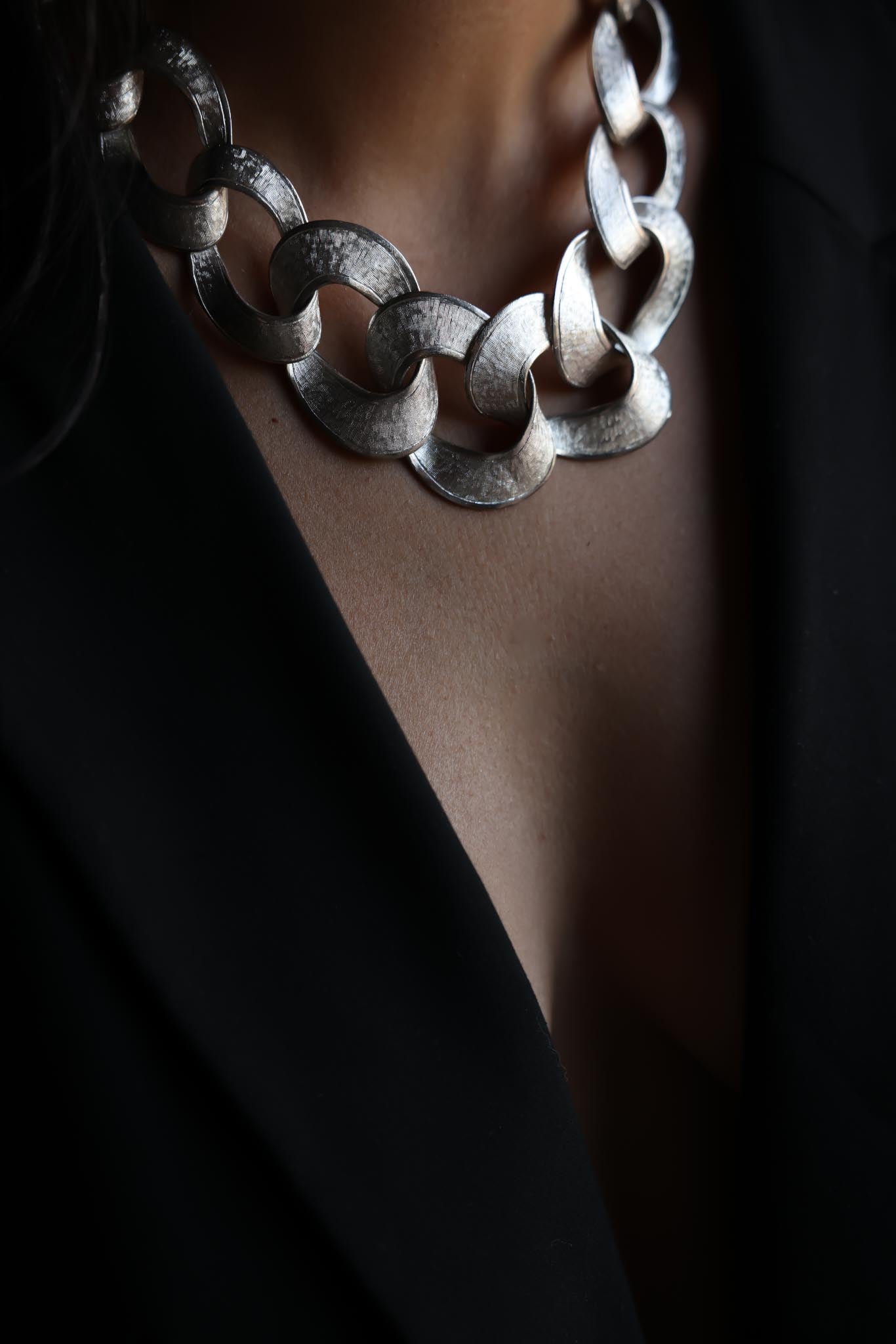 Silver Link Chain Necklace|Vintage Baazaar 