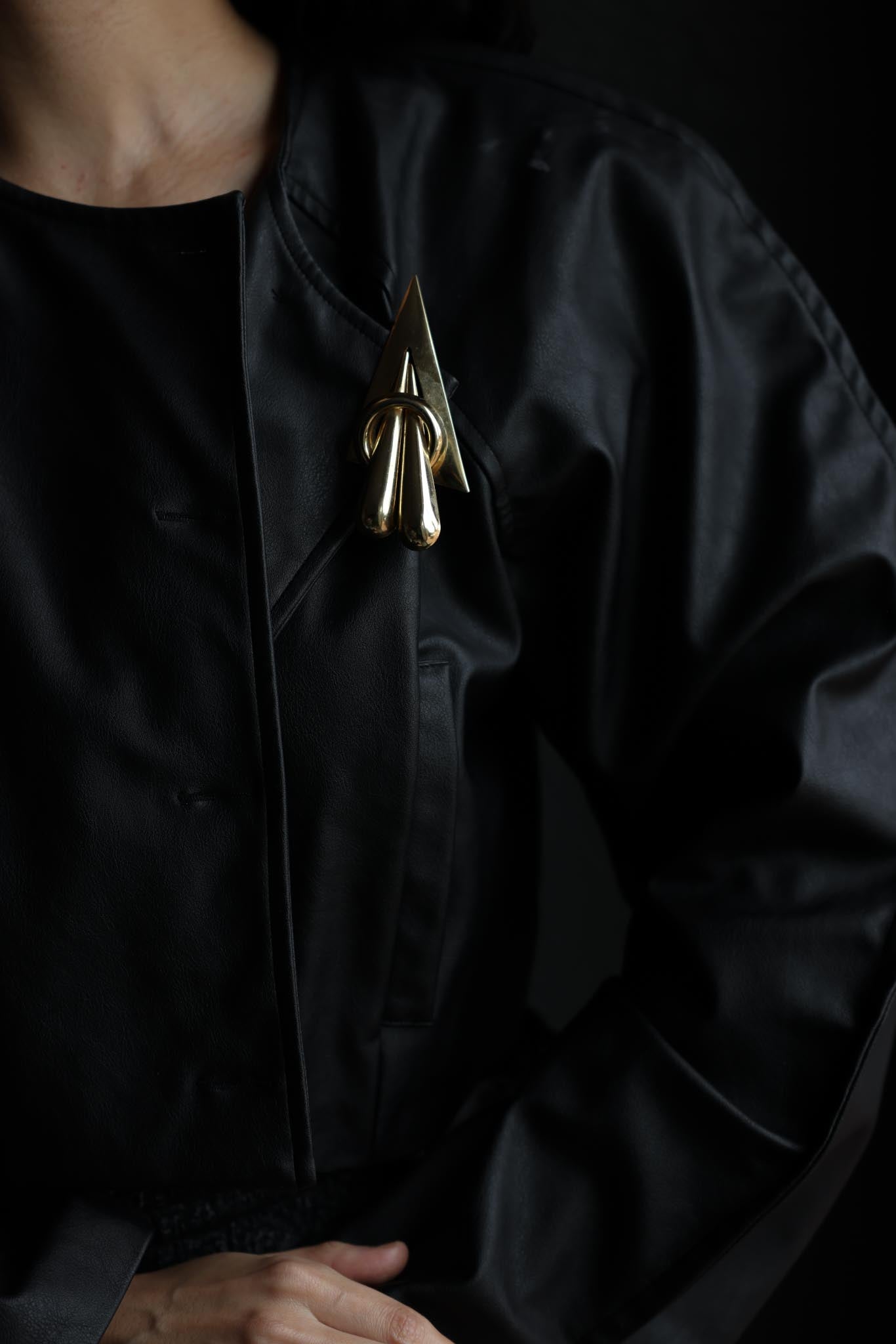Sculptural Gold-Tone Geometric Brooch
