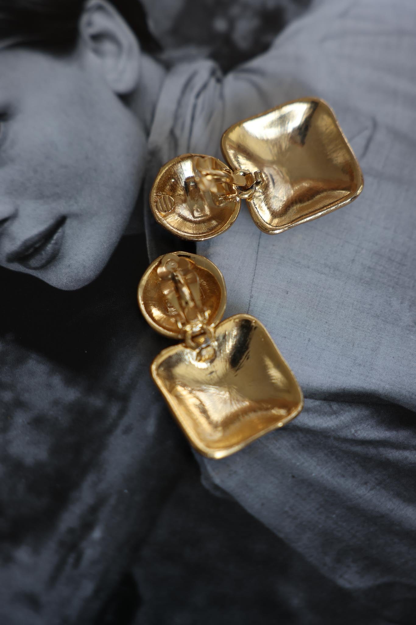 Golden Marbled Earrings|Vintage Baazaar 