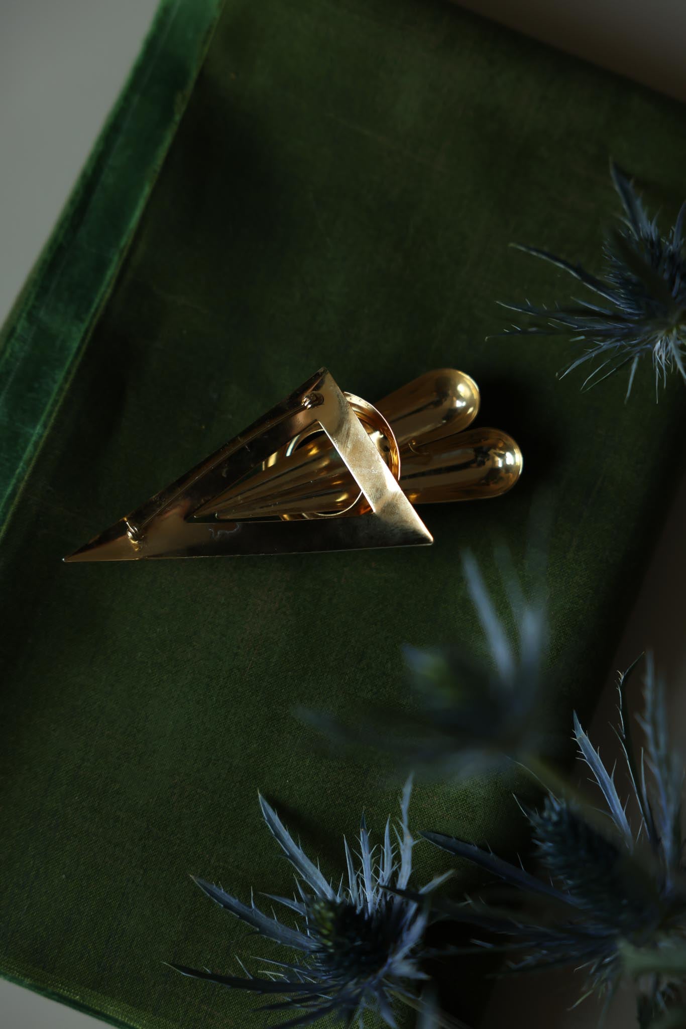 Sculptural Gold-Tone Geometric Brooch