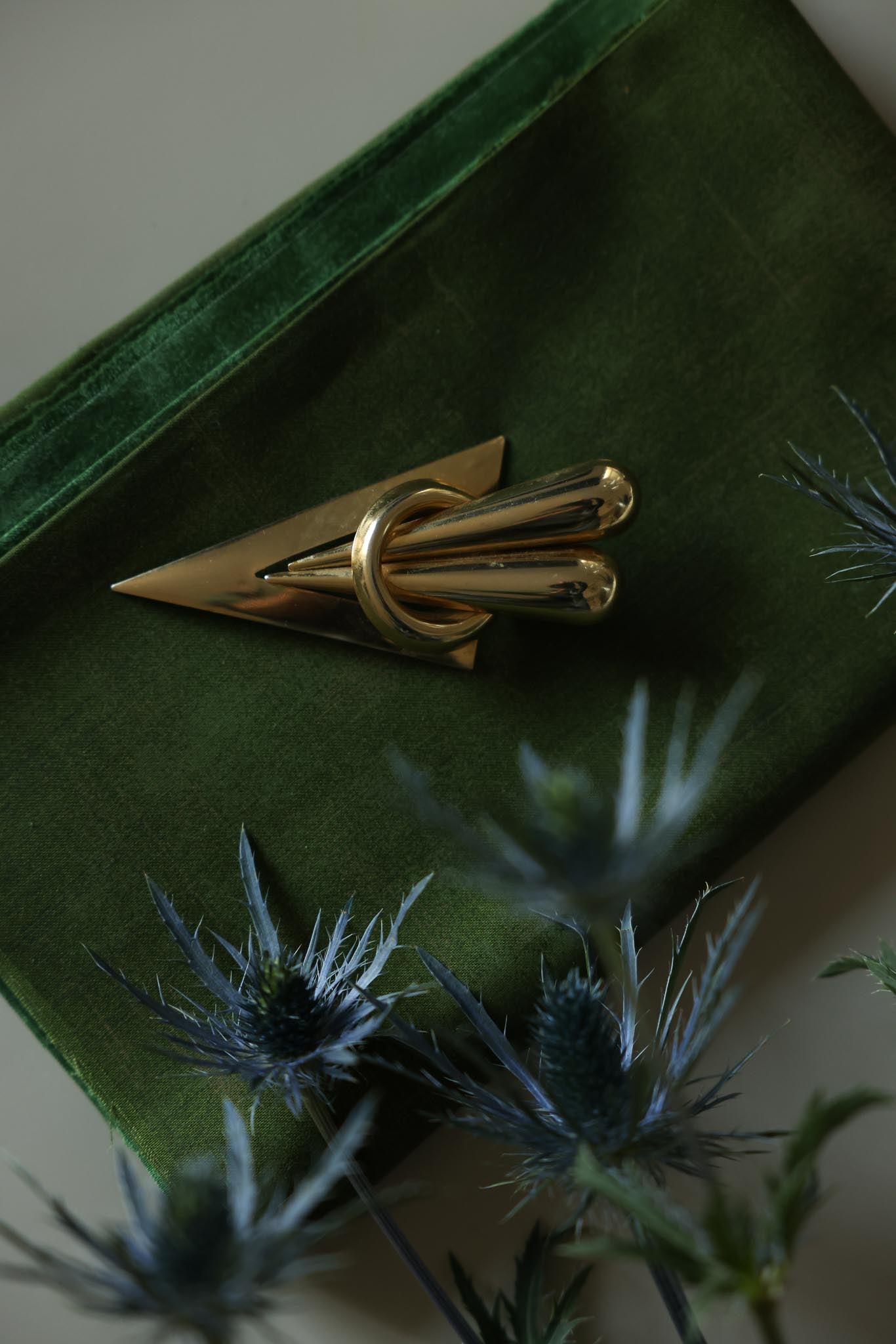 Sculptural Gold-Tone Geometric Brooch