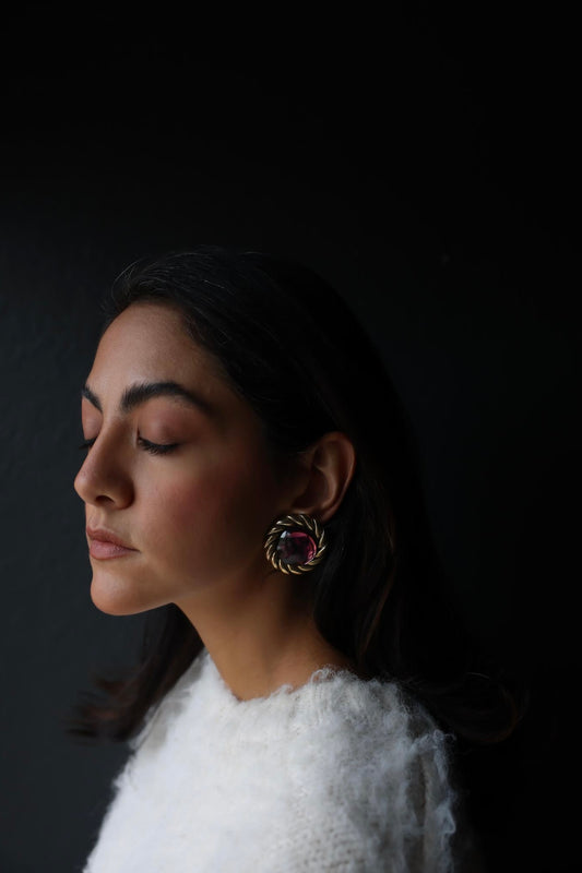 Garnet Twist Earrings|Vintage Baazaar 