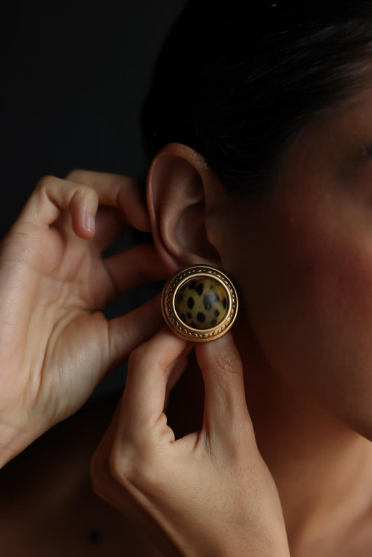Leopard Dome Clip-On Earrings|Vintage Baazaar 