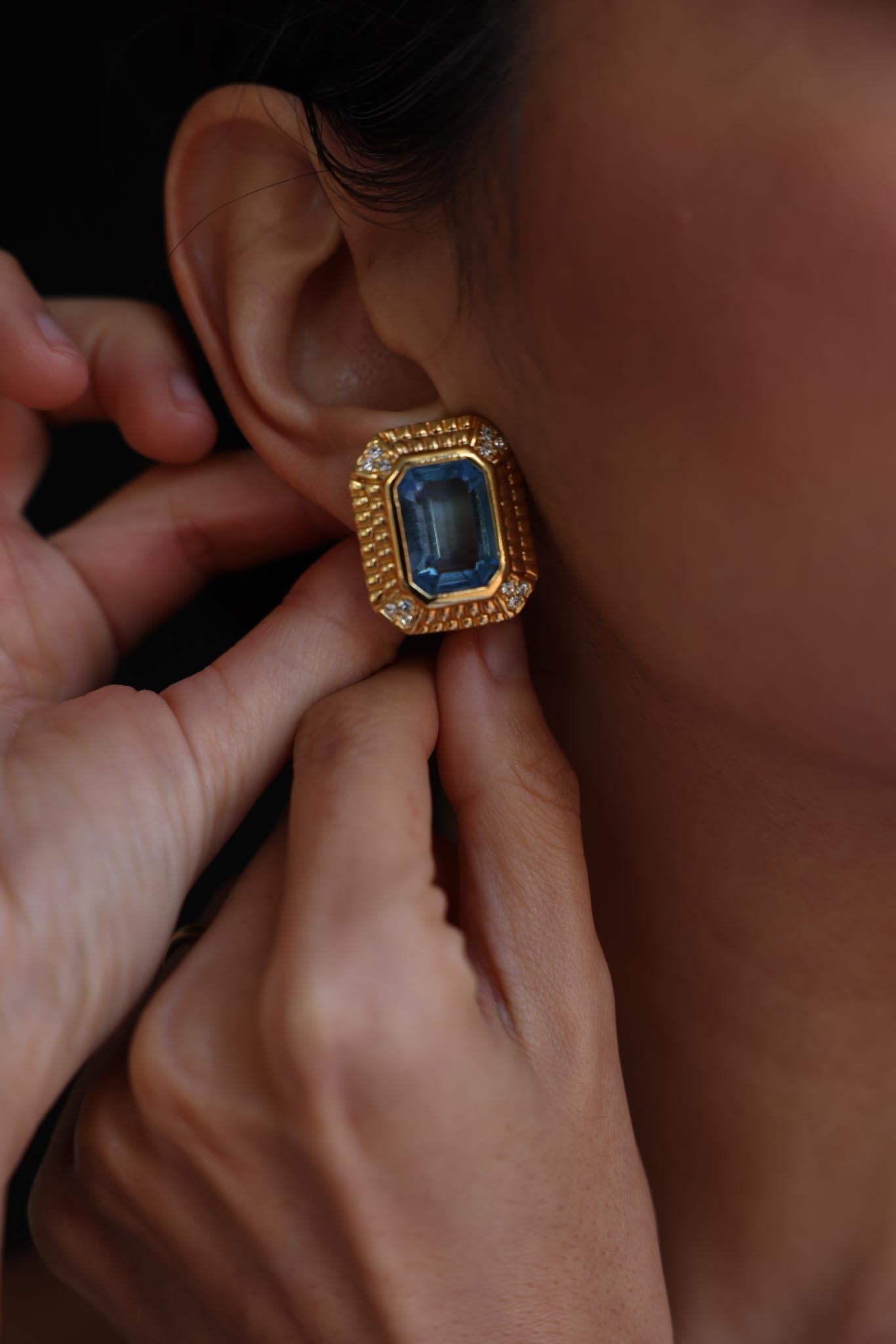 Gold Filled Azure Glam  Clip-On Earrings|Vintage Baazaar 