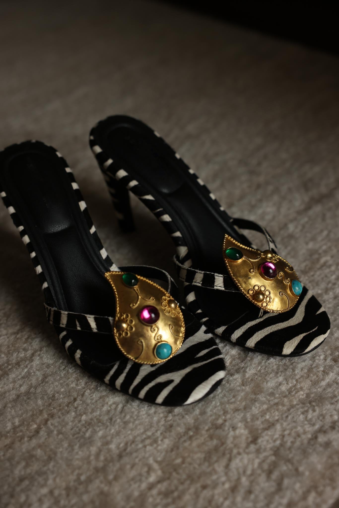 1980s Matte Gold Statement Clip-On Earrings with Multicolor Cabochons