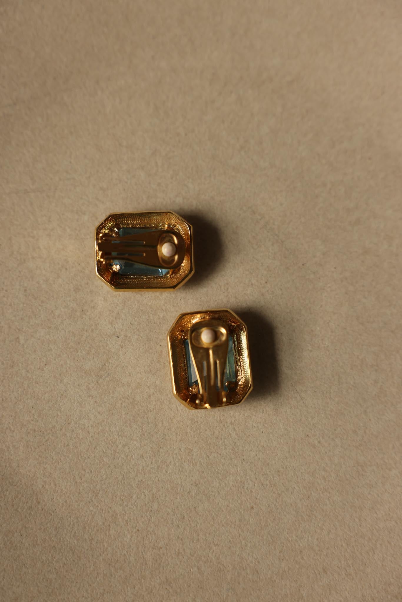 Gold Filled Azure Glam  Clip-On Earrings|Vintage Baazaar 