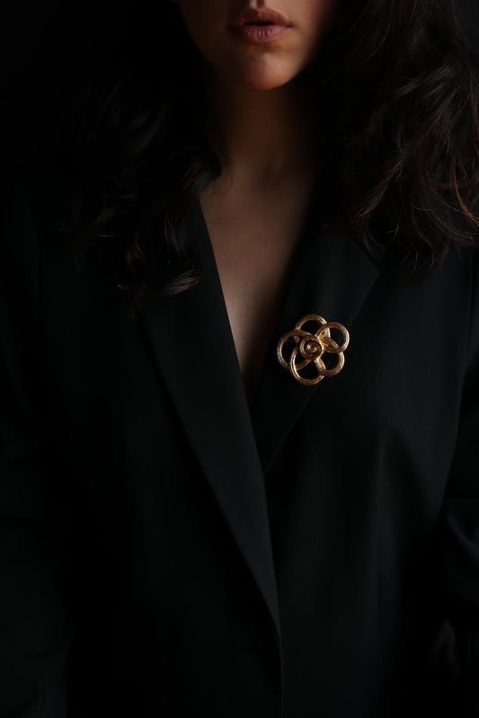 Gold-Tone Interlaced Loop Brooch