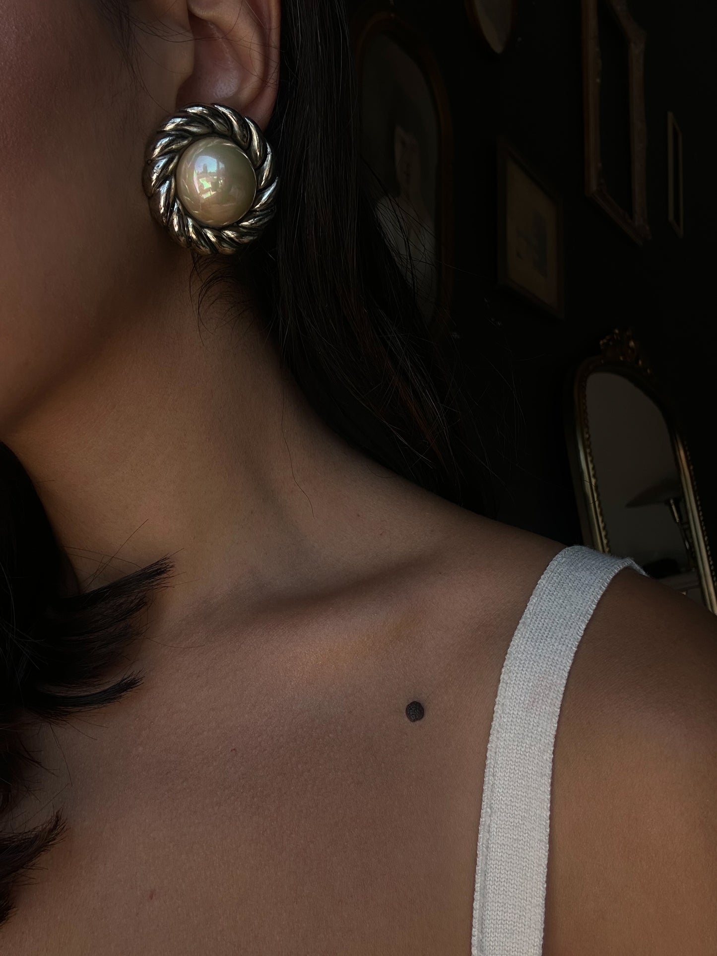 Silver Pearl Rope Earrings|Vintage Baazaar 