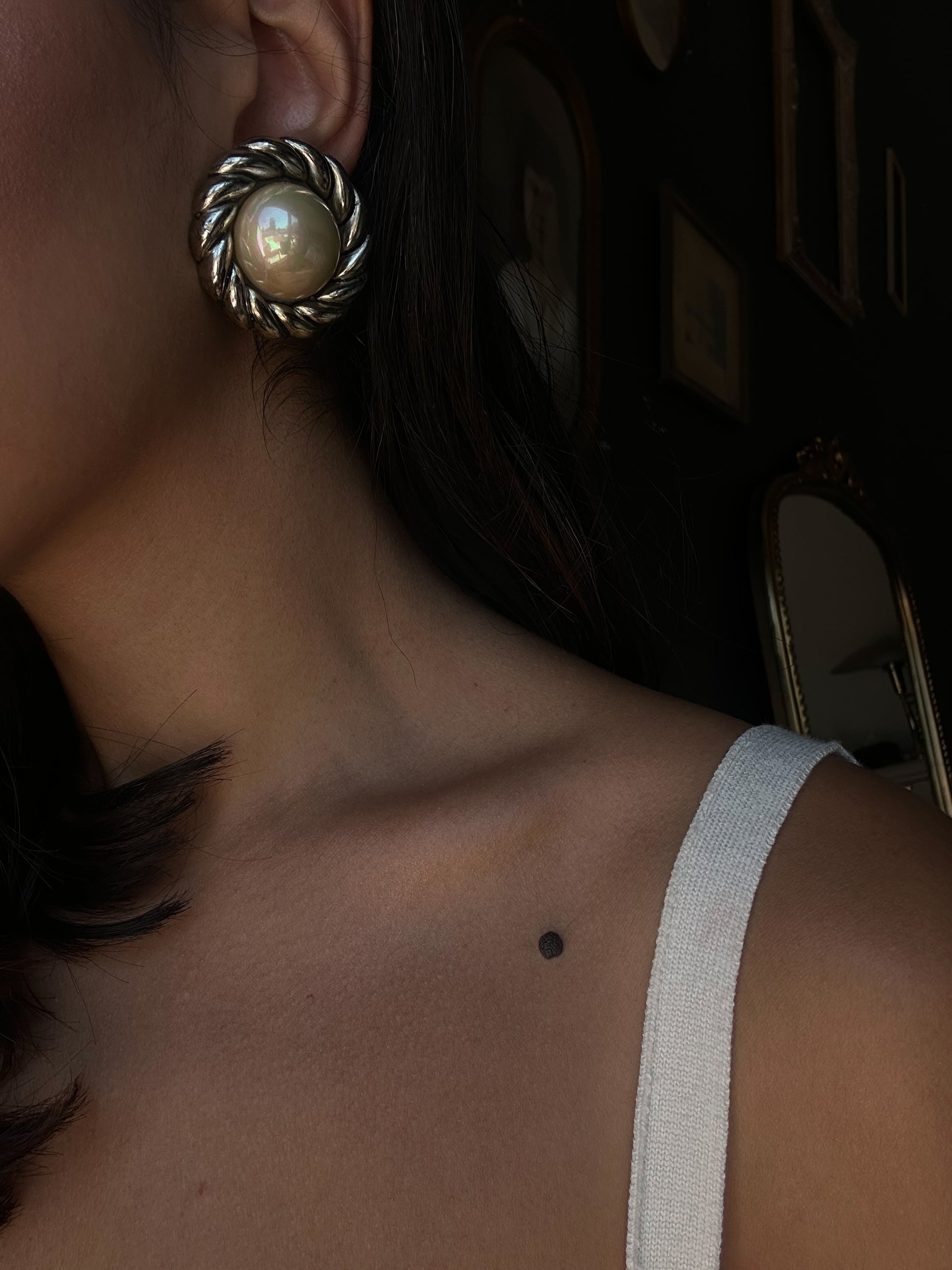 Silver Pearl Rope Earrings|Vintage Baazaar 