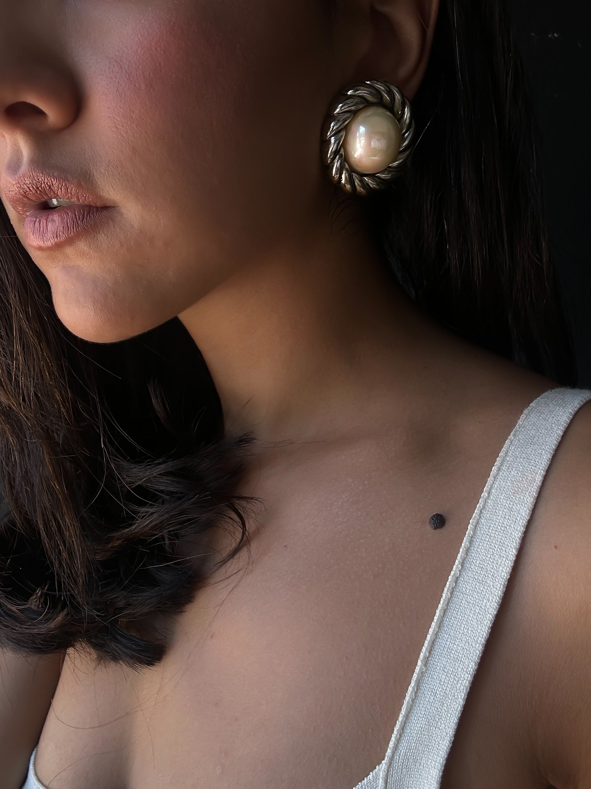 Silver Pearl Rope Earrings|Vintage Baazaar 