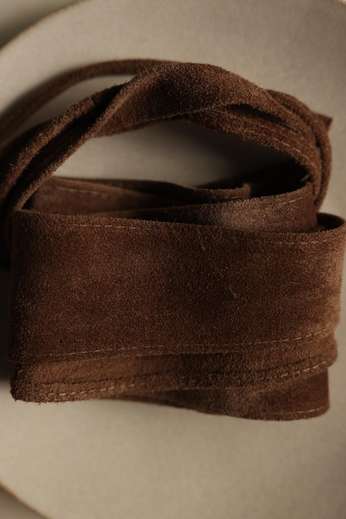 Cocoa Suede Obi Belt - Genuine Leather, Free Size|Vintage Baazaar 