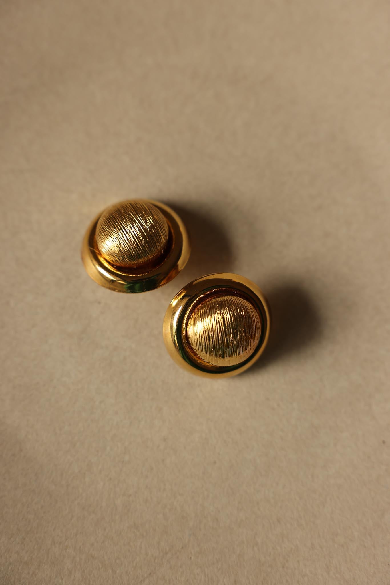 Gold Domed Pierced Earrings|Vintage Baazaar 