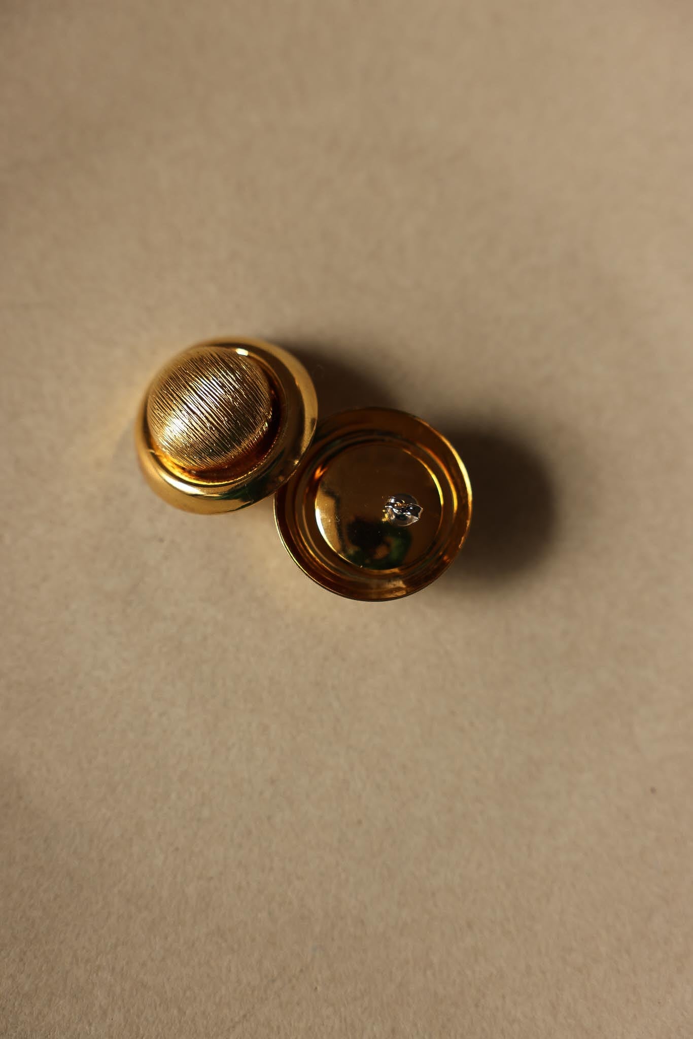 Gold Domed Pierced Earrings|Vintage Baazaar 