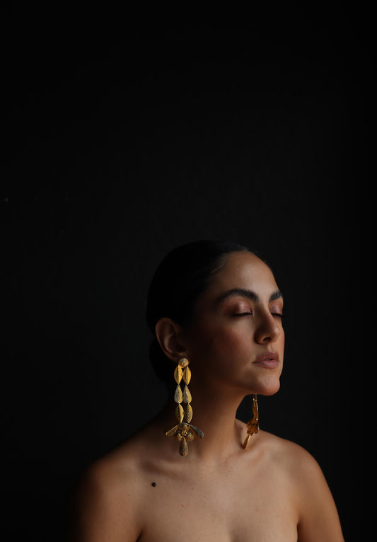 Sami-Inspired Gold Drop Earrings|Vintage Baazaar 