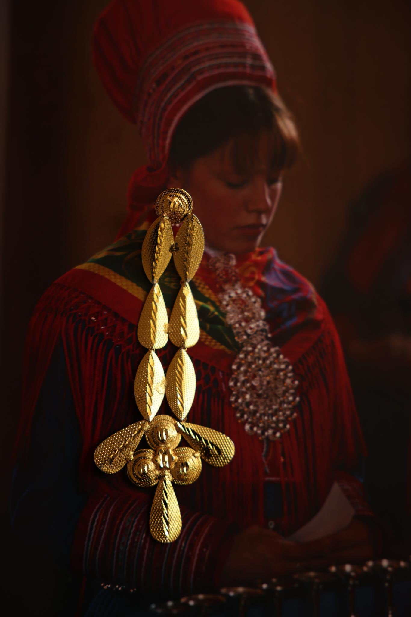 Sami-Inspired Gold Drop Earrings|Vintage Baazaar 