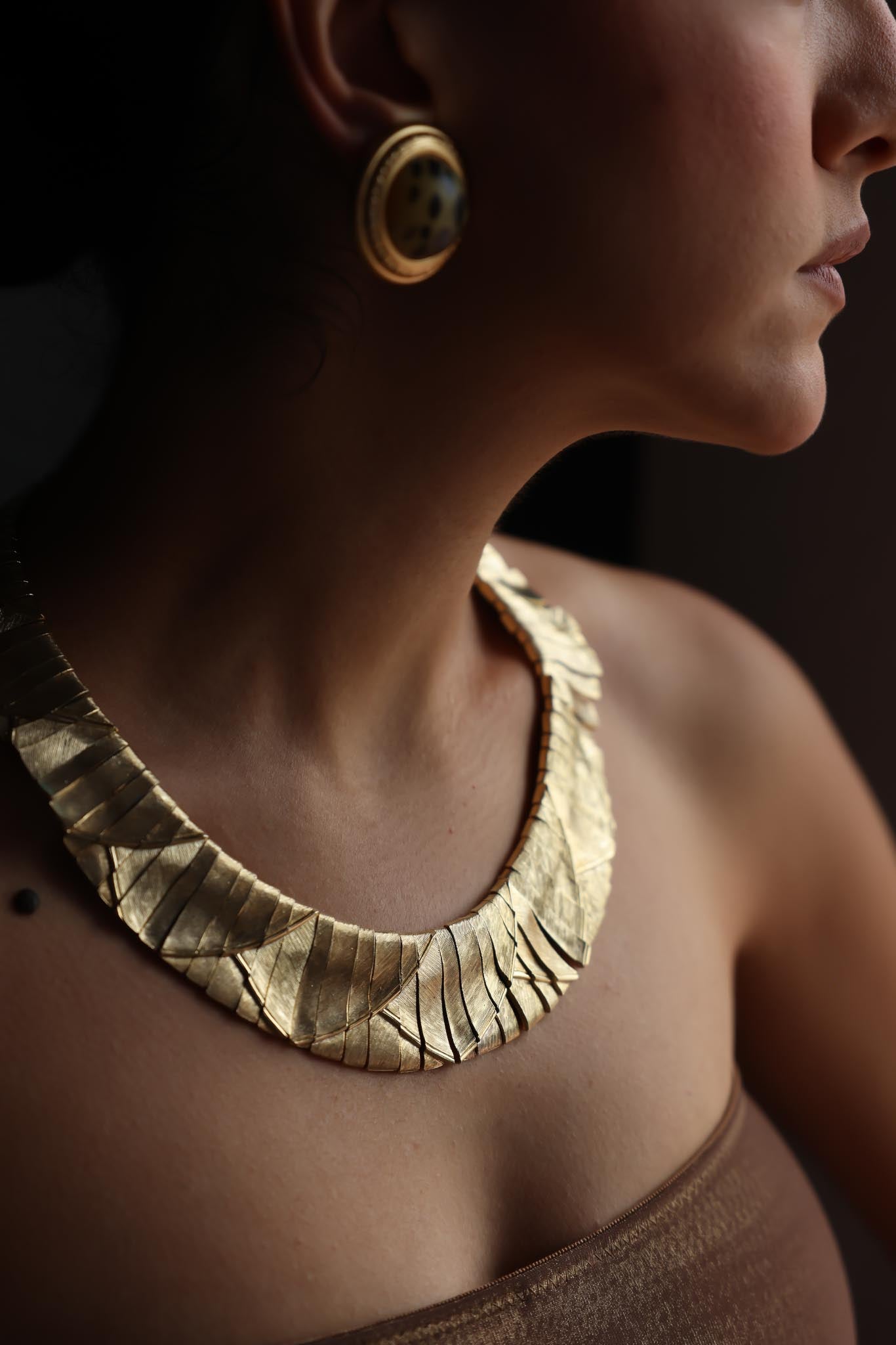 Unsigned Les Bernard Gold-Tone Collar Necklace|Vintage Baazaar 