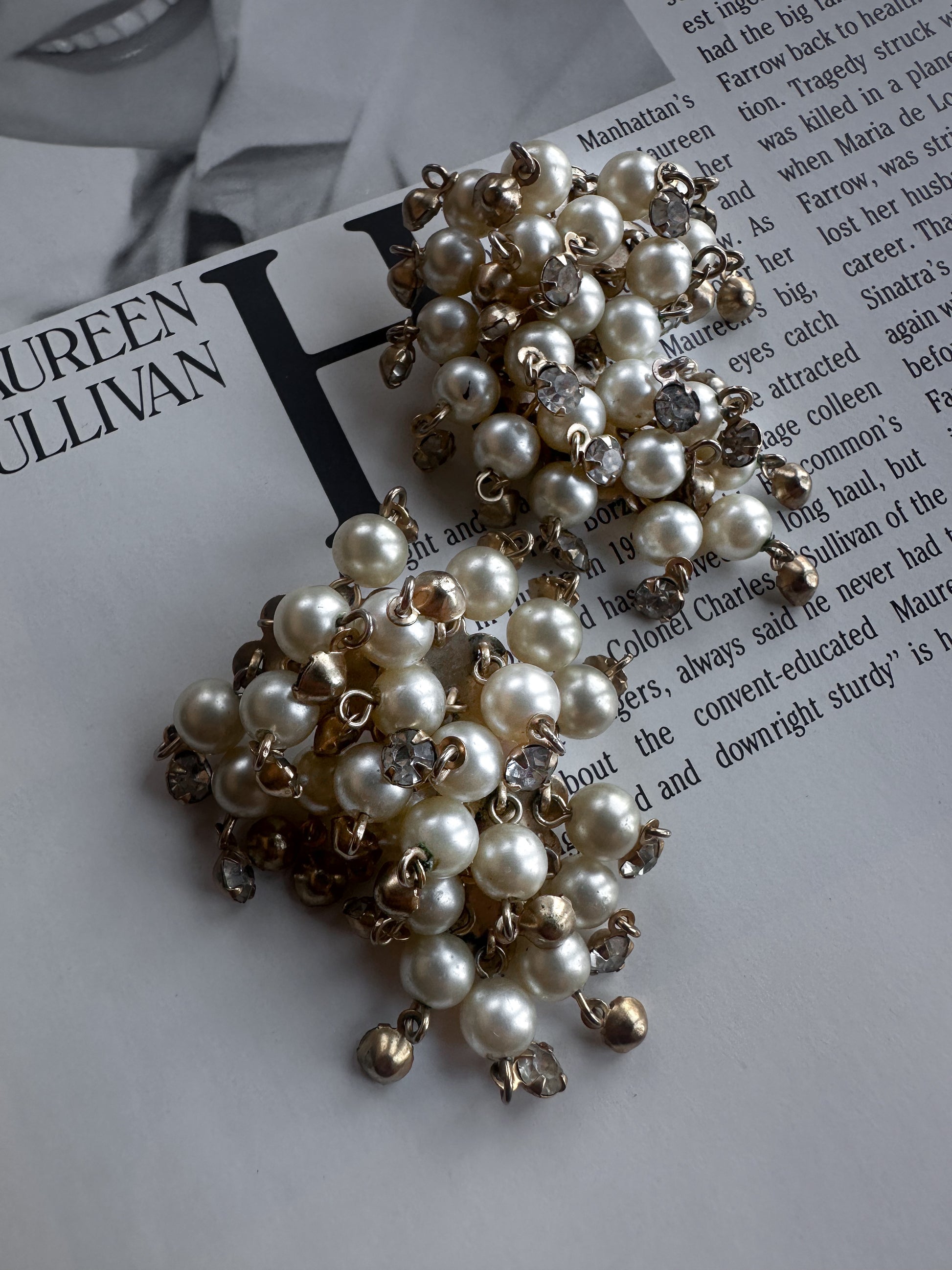 Crystal Pearl Waterfall Earrings|Vintage Baazaar 