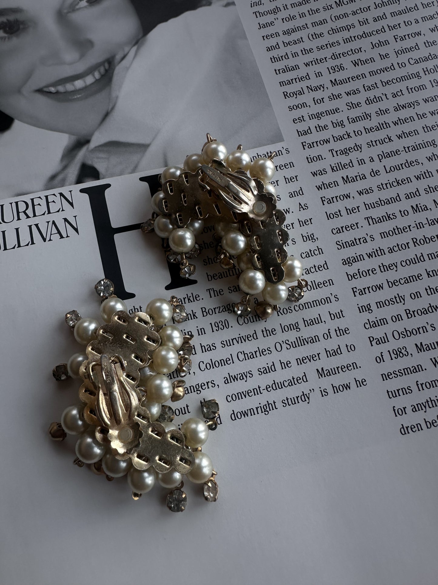 Crystal Pearl Waterfall Earrings|Vintage Baazaar 