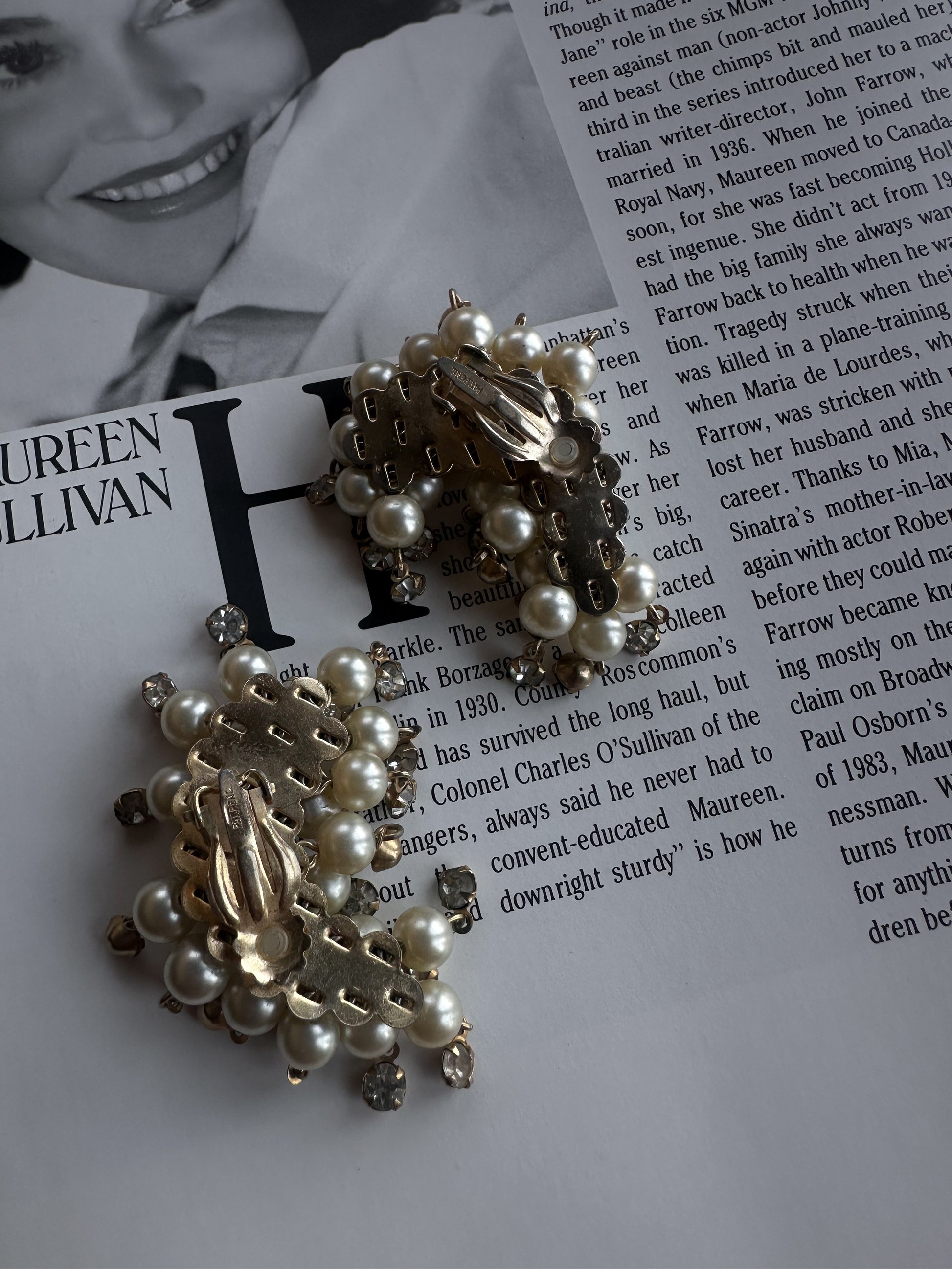 Crystal Pearl Waterfall Earrings|Vintage Baazaar 