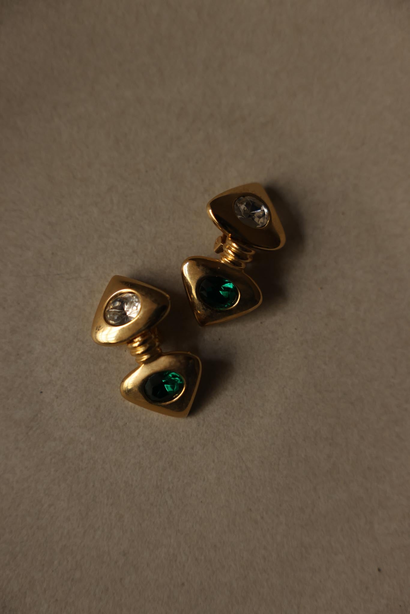 Emerald Vision Clip-On Earrings|Vintage Baazaar 
