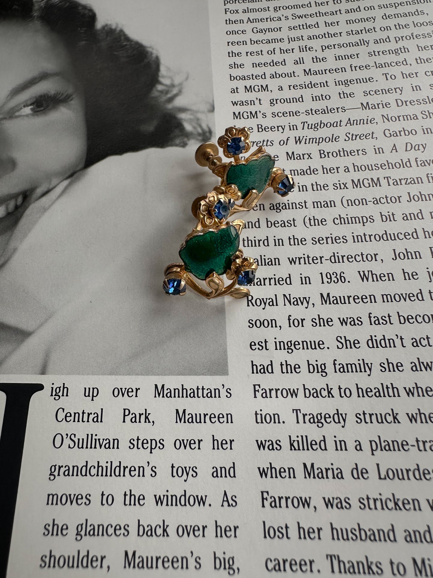 Emerald Bloom Screw-Back Earrings|Vintage Baazaar 