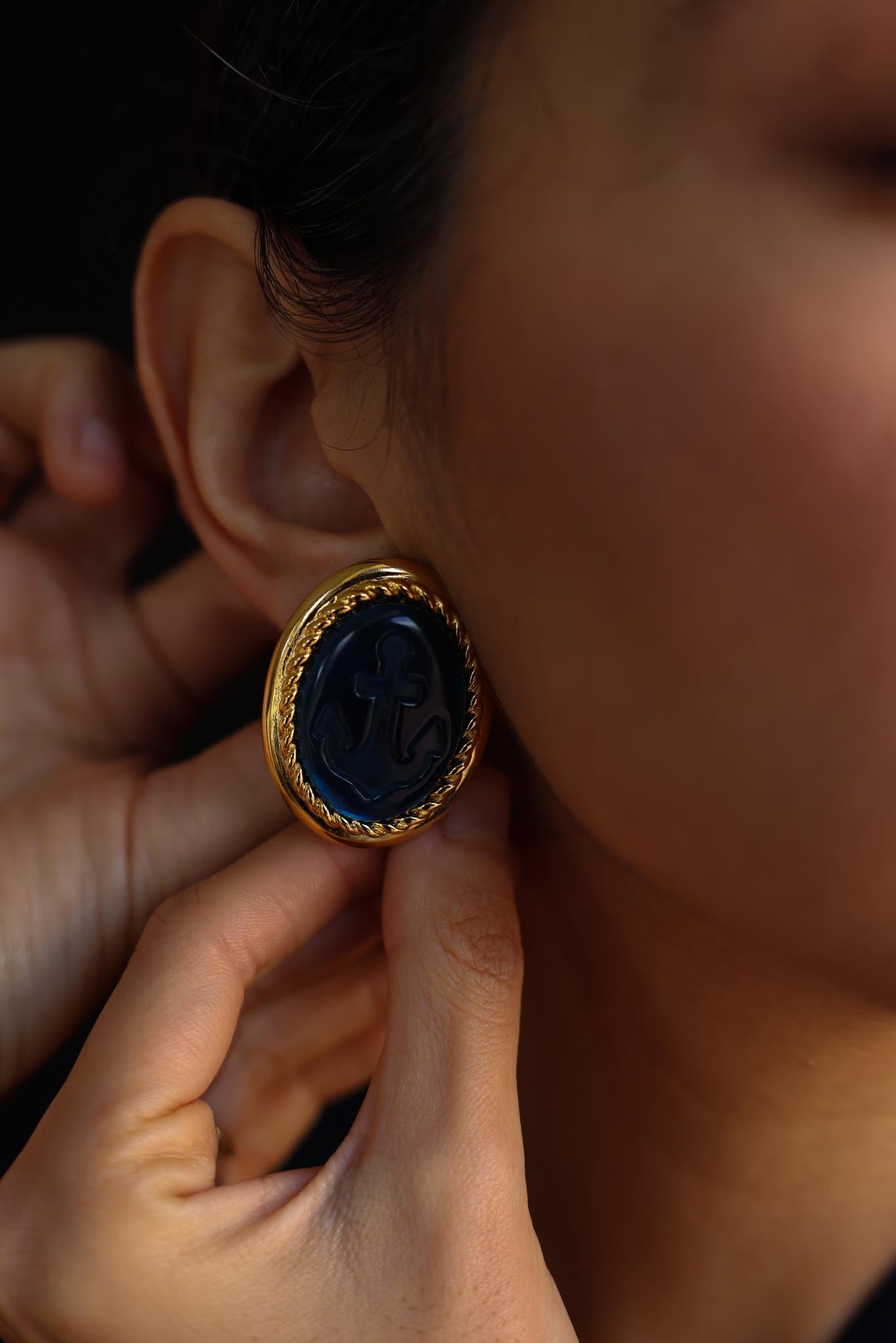 Trifari Anchor Clip-On Earrings|Vintage Baazaar 