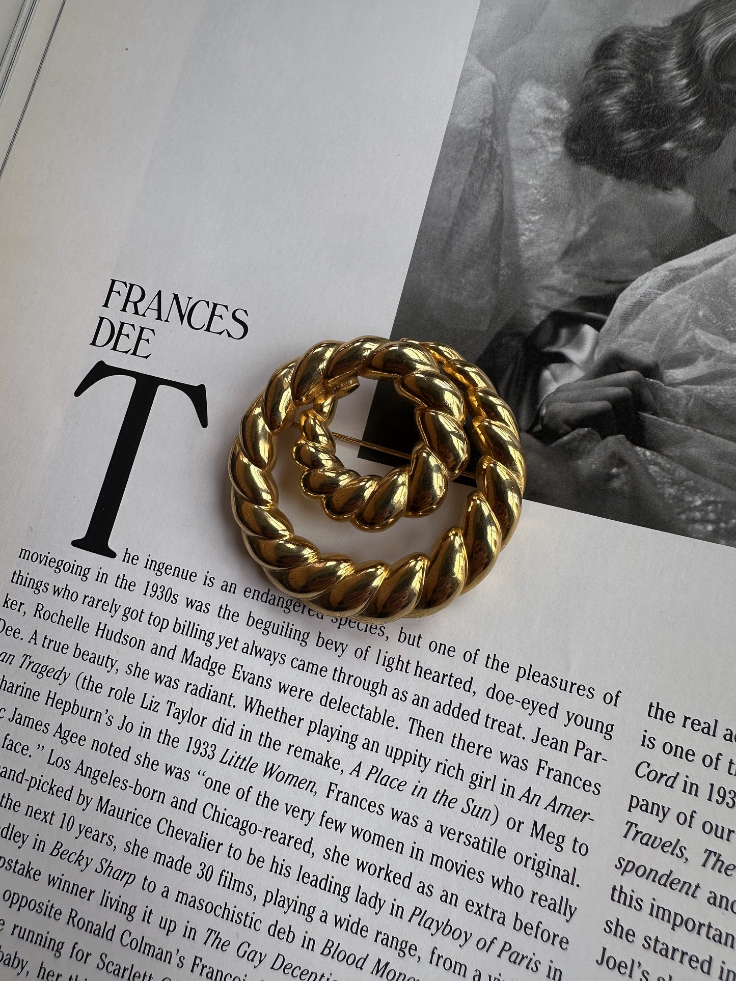 Erwin Pearl Golden Spiral Brooch|Vintage Baazaar 