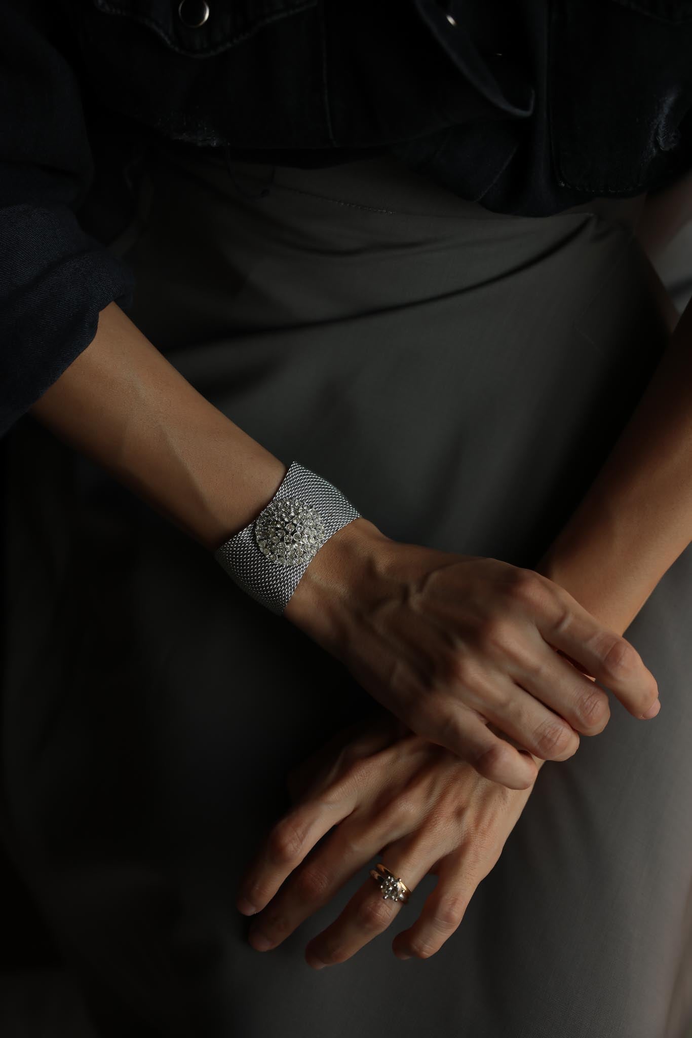 1960s Judy Lee Mesh Bracelet and Clip-On Earrings Set