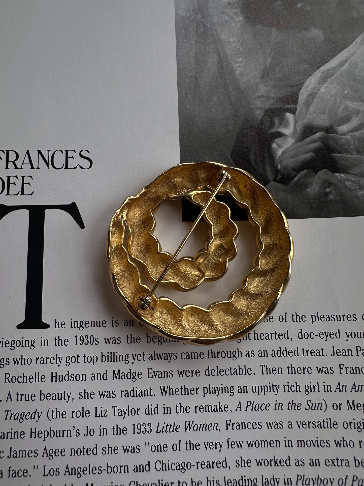 Erwin Pearl Golden Spiral Brooch|Vintage Baazaar 
