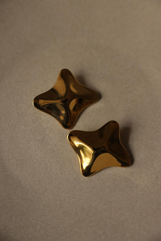 Essex gold Tone Sculptural Earrings|Vintage Baazaar 