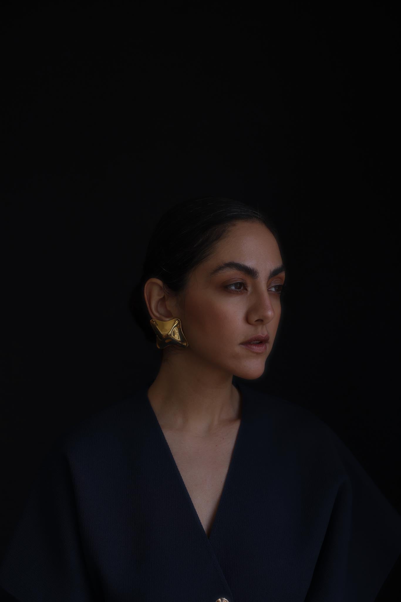 Essex gold Tone Sculptural Earrings|Vintage Baazaar 