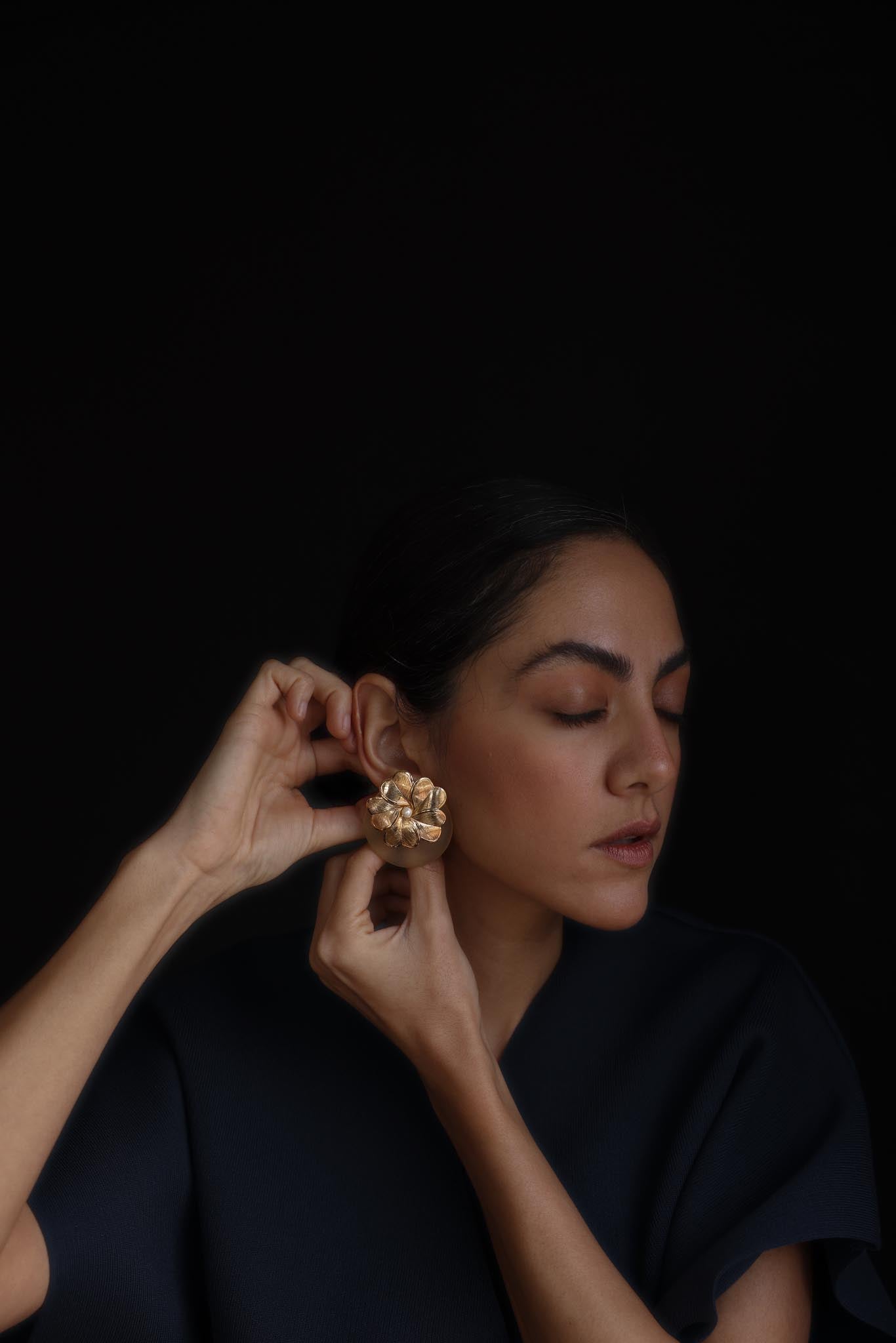 Golden Blossom Statement Earrings|Vintage Baazaar 