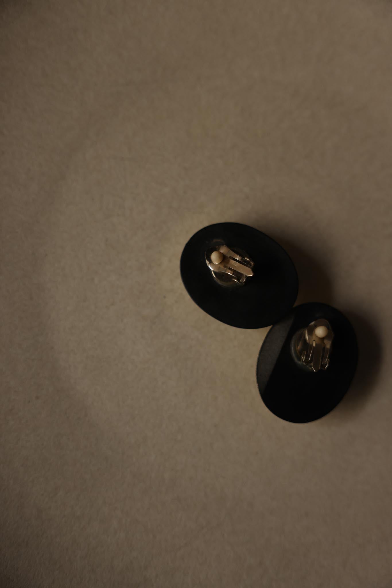 Gold-Tone & Navy Suede Clip-On Earrings|Vintage Baazaar 