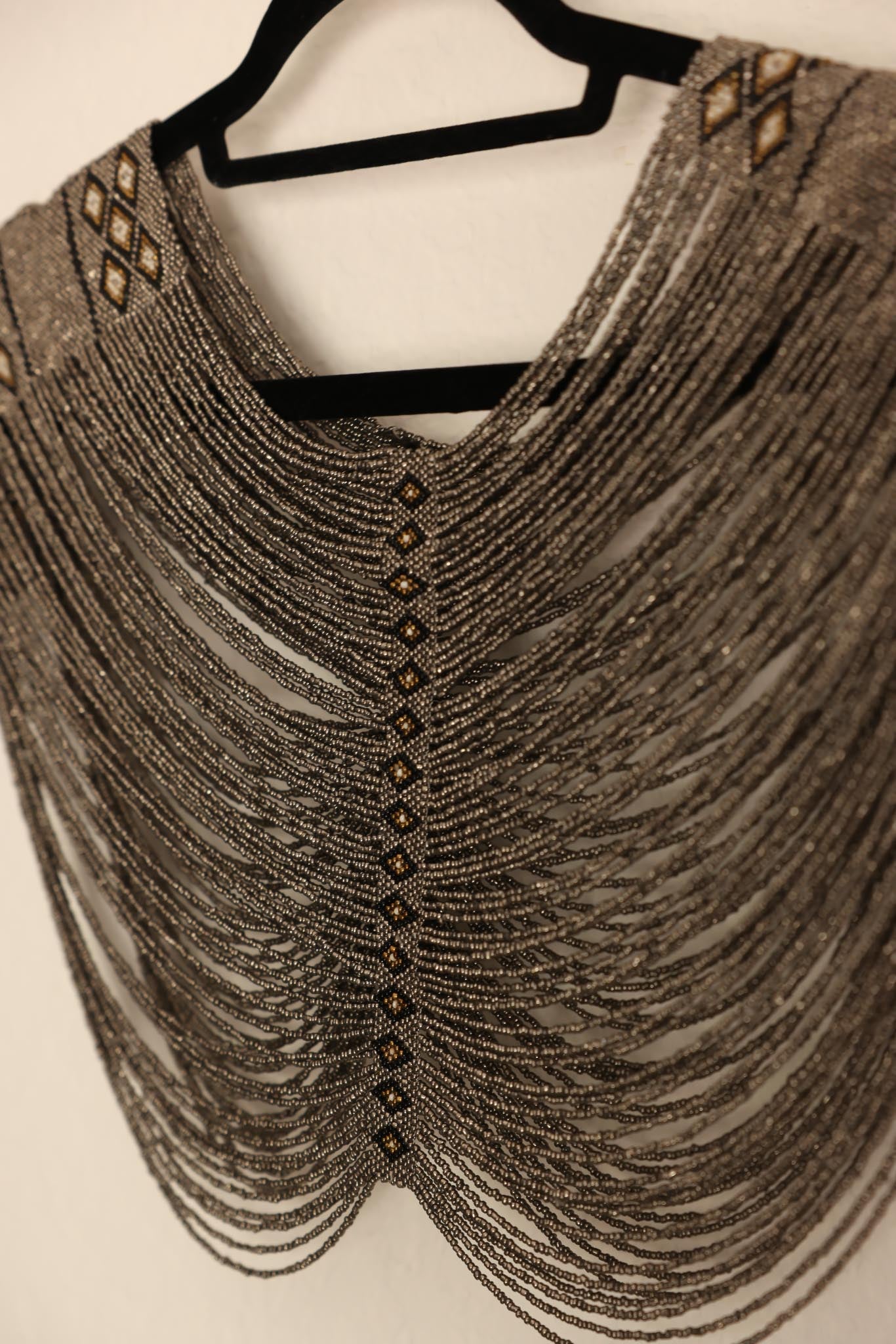 Silver Hand-Beaded Top - Made in Spain|Vintage Baazaar 