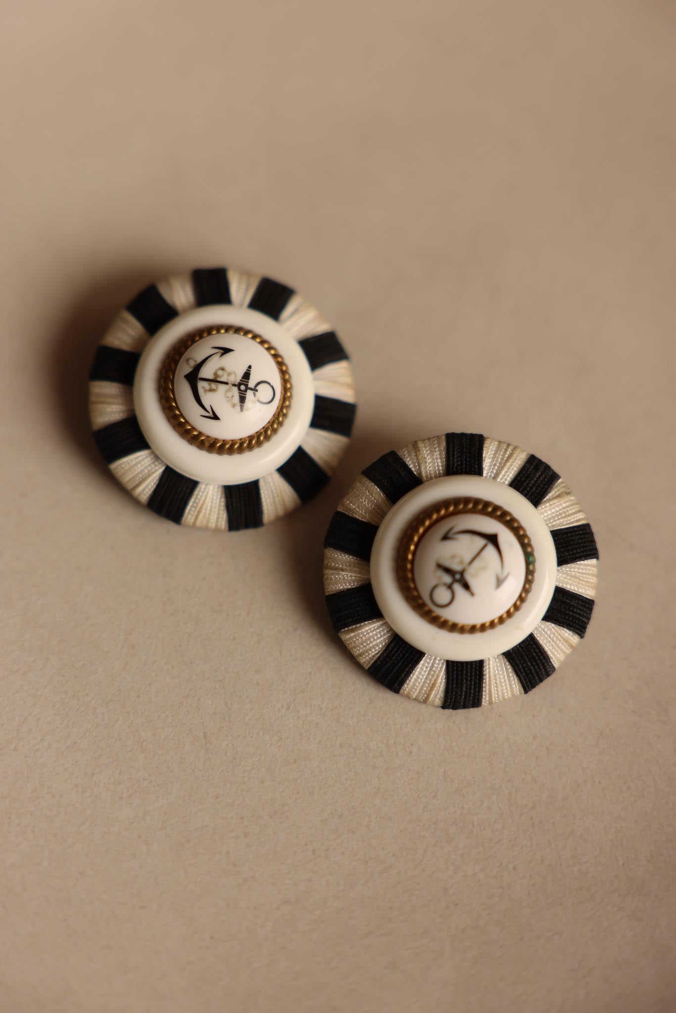 Nautical Anchor Ribbon Clip-On Earrings|Vintage Baazaar 