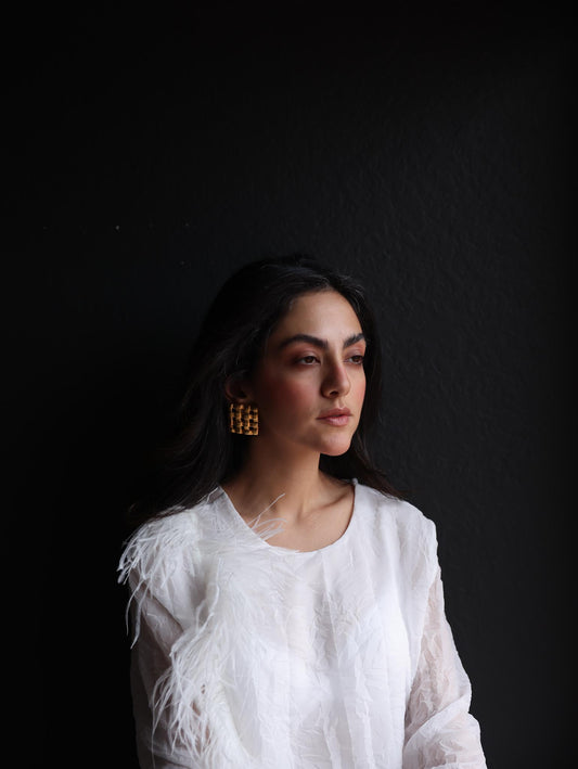 Golden Woven Clip-On Earrings|Vintage Baazaar 
