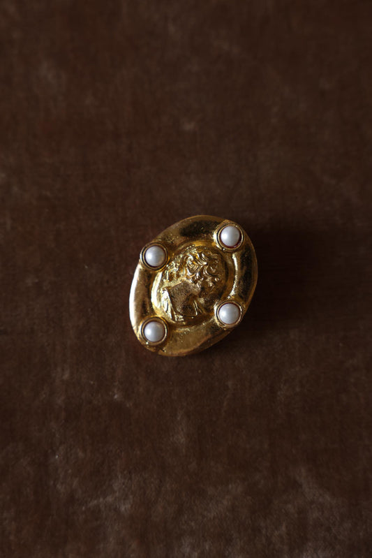 Roman Revival Gold-Tone Brooch