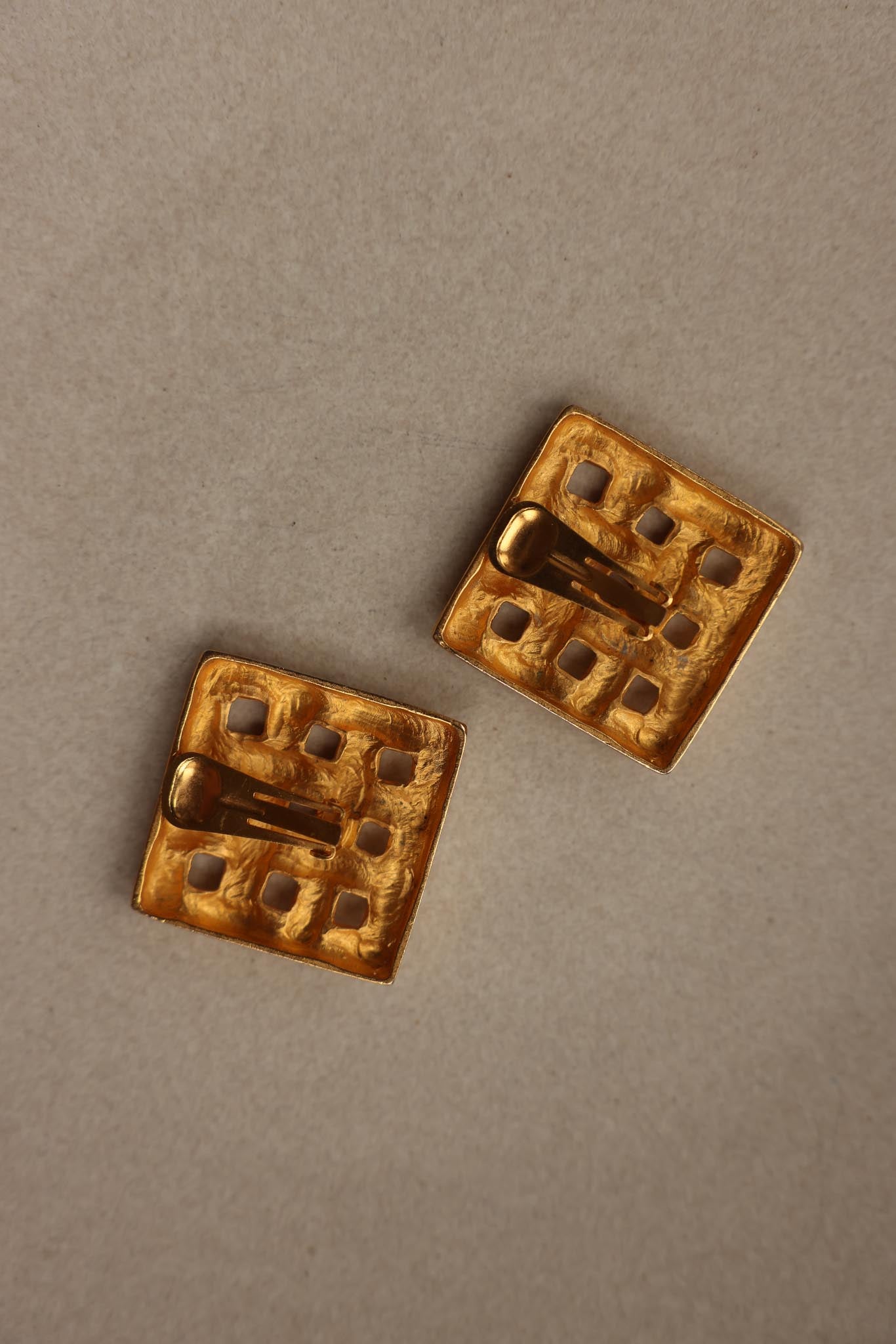 Golden Woven Clip-On Earrings|Vintage Baazaar 
