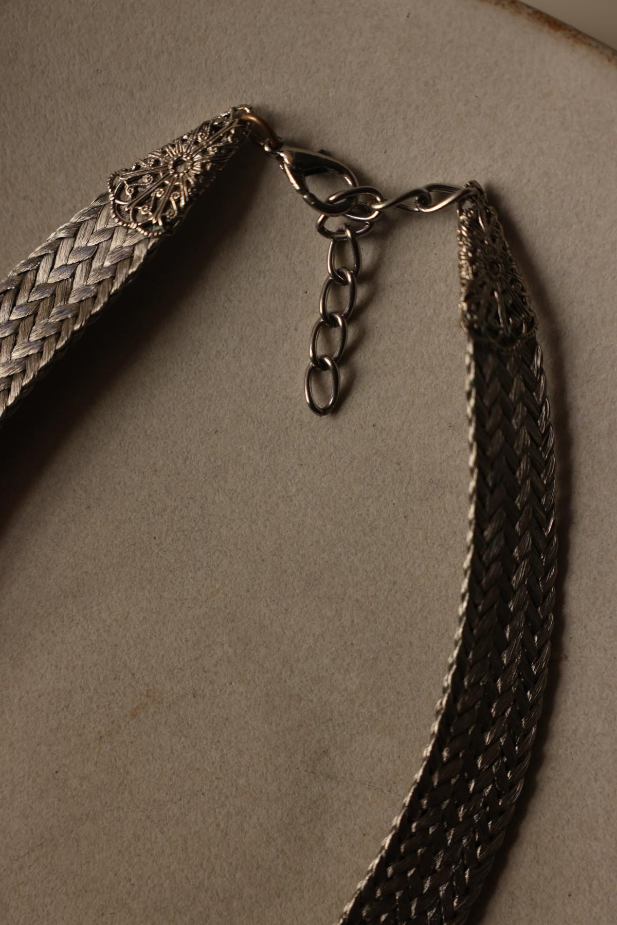 Silvertone Woven Love Knot Statement Necklace