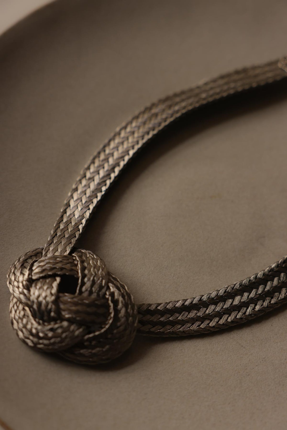 Silvertone Woven Love Knot Statement Necklace