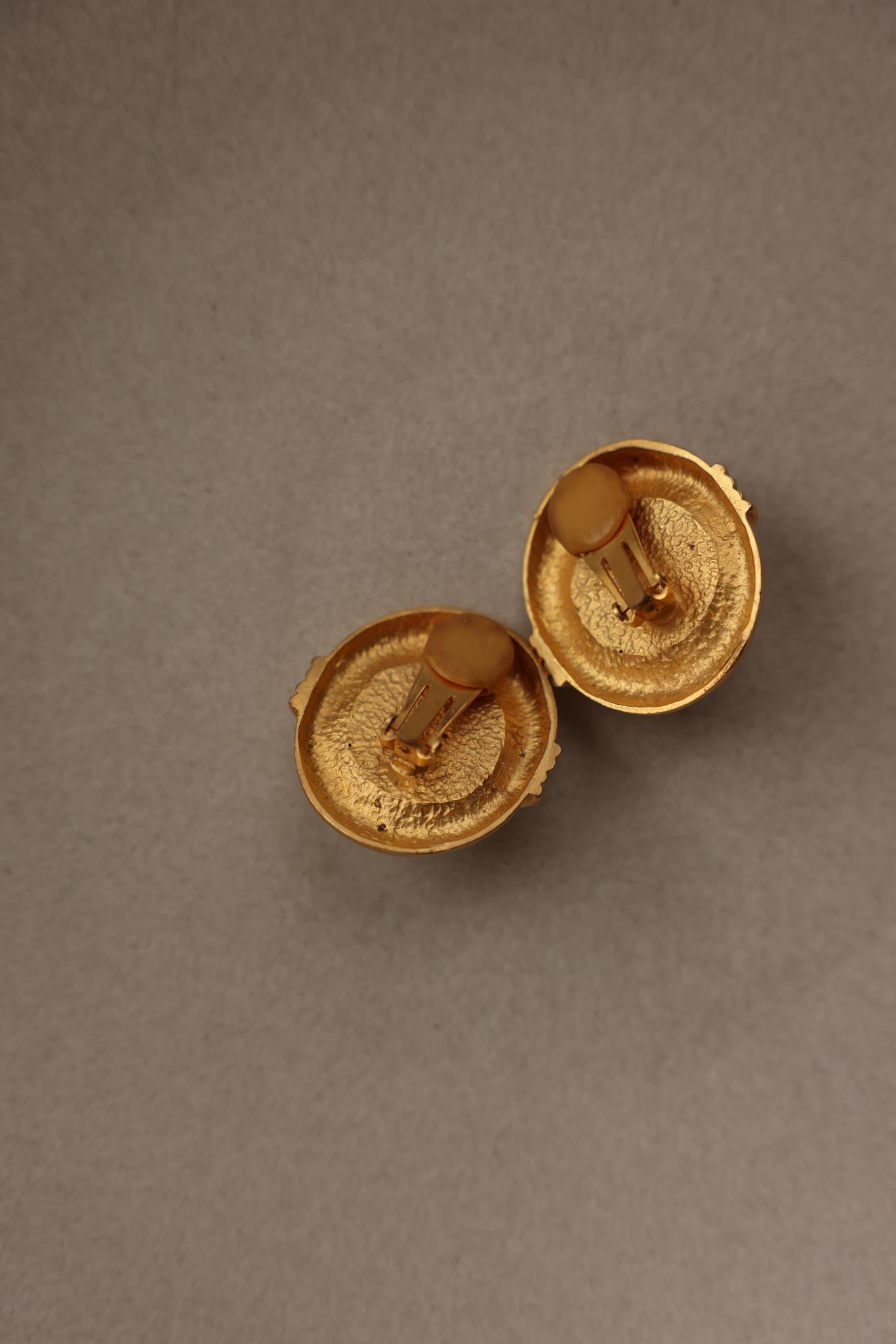 Brushed Gold & Faux Pearl Clip-On Earrings|Vintage Baazaar 