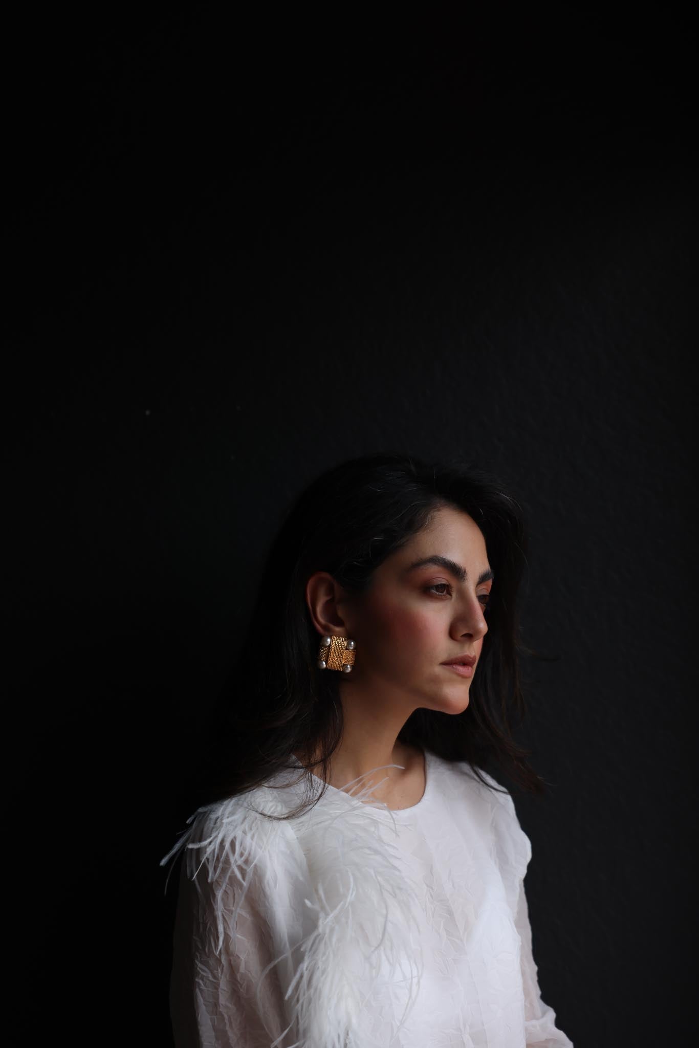 Golden Woven Clip-On Earrings with Faux Pearl Accents|Vintage Baazaar 