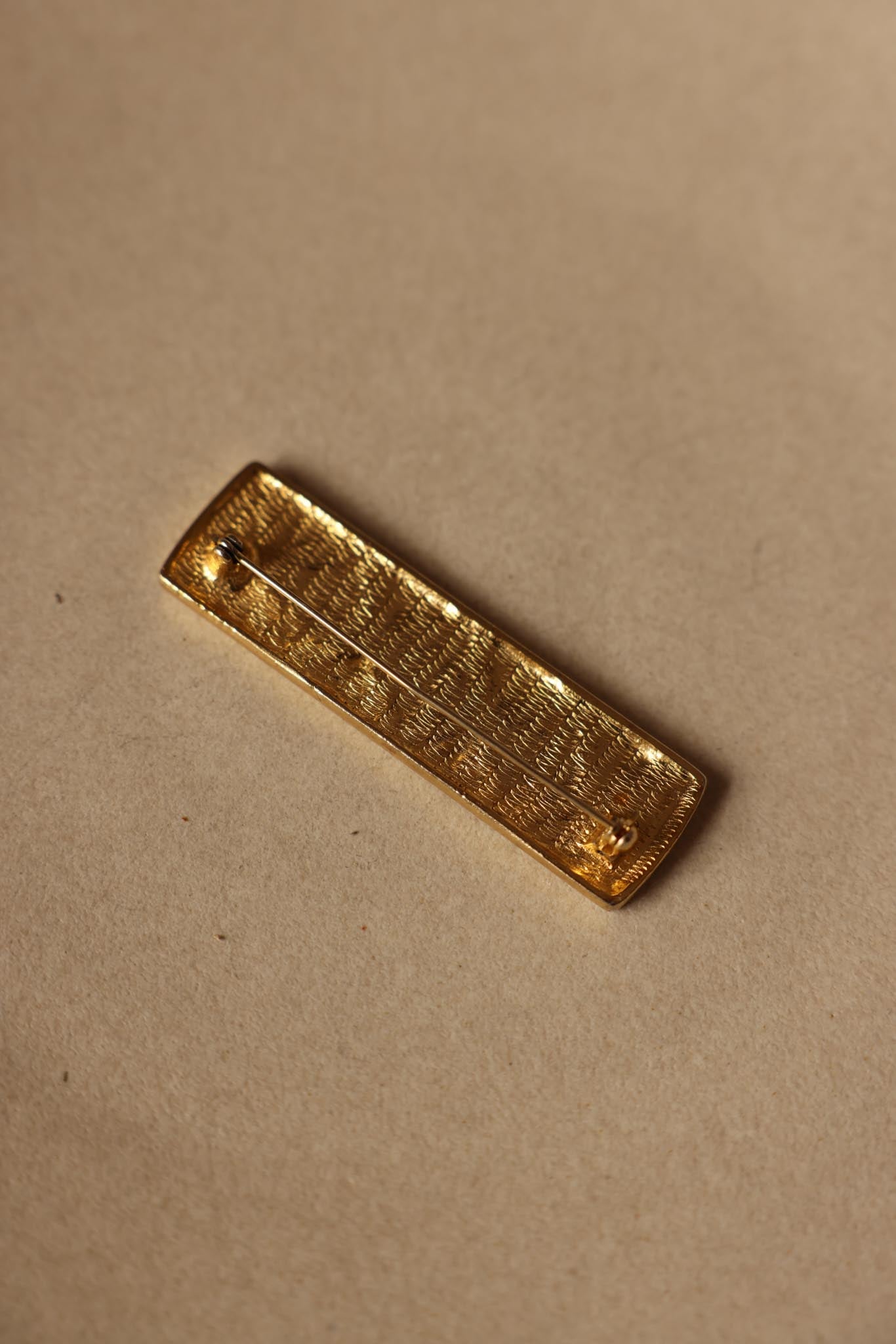 Matte Gold Rectangular Brooch|Vintage Baazaar 