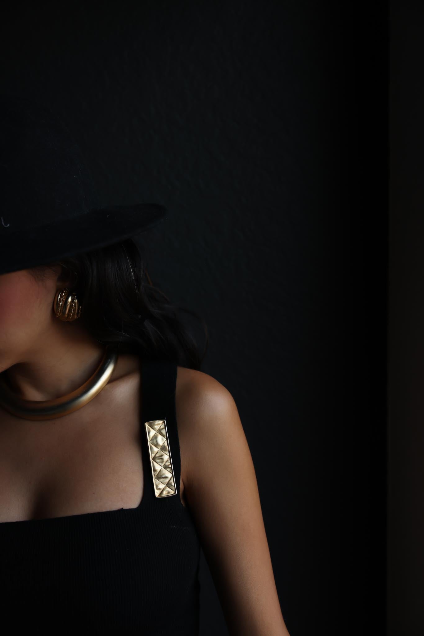 Matte Gold Rectangular Brooch|Vintage Baazaar 
