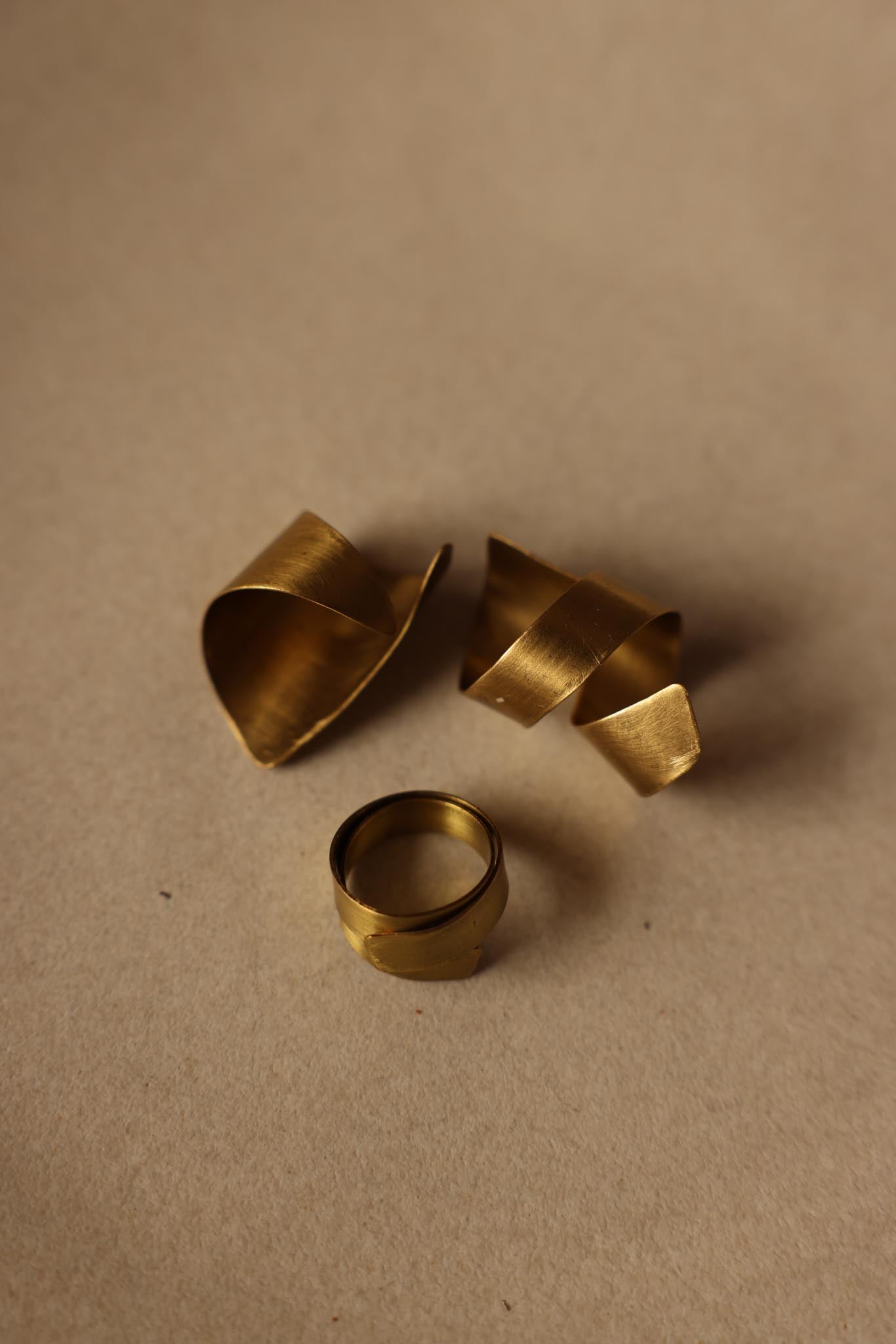Brass Adjustable Rings - Set of 3 (Non-Vintage)|Vintage Baazaar 