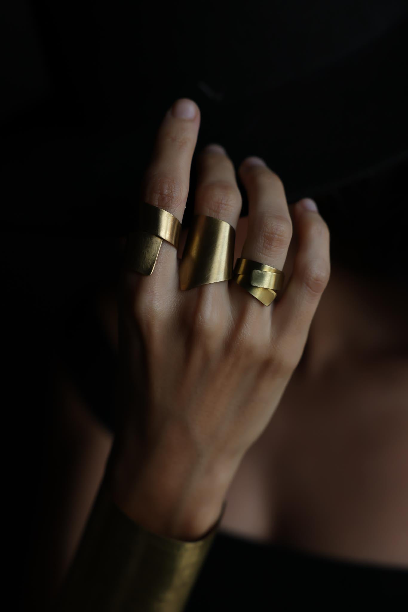 Brass Adjustable Rings - Set of 3 (Non-Vintage)|Vintage Baazaar 