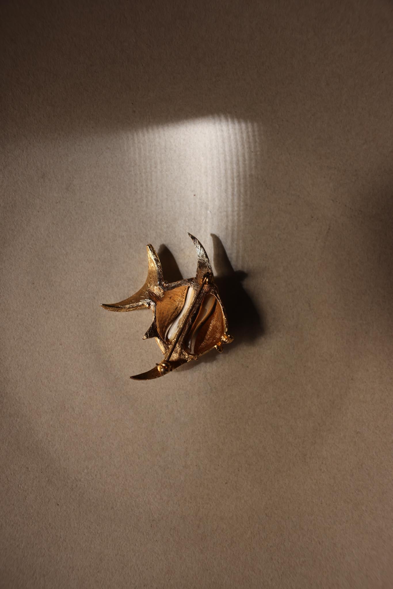 Gold Tone Enamel Fish Brooch