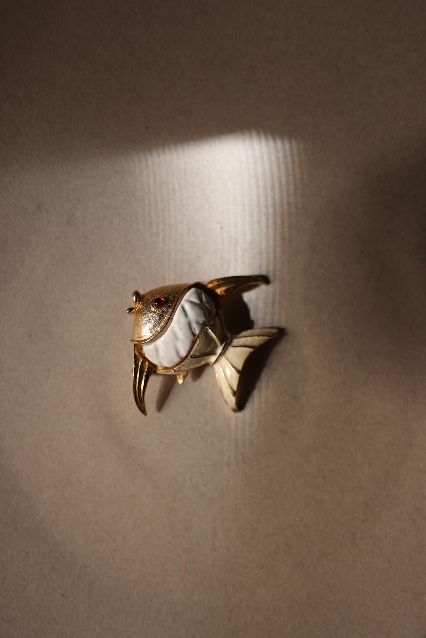Gold Tone Enamel Fish Brooch