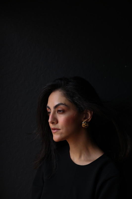 Brushed Gold  leopard-pattern clip-on earrings|Vintage Baazaar 